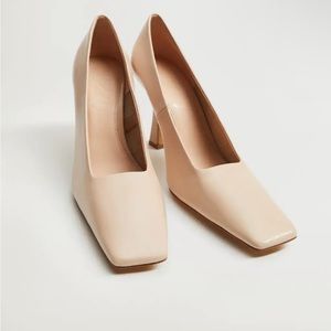 MANGO SQUARE TOW HEEL IN CREAM - BRAND NEW
